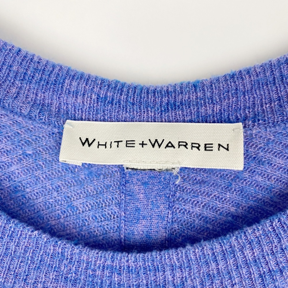WHITE + WARREN Ribbed Knit Cotton Alpaca Blend Sweater Top Lavender Size Medium‎ - Picture 4 of 7